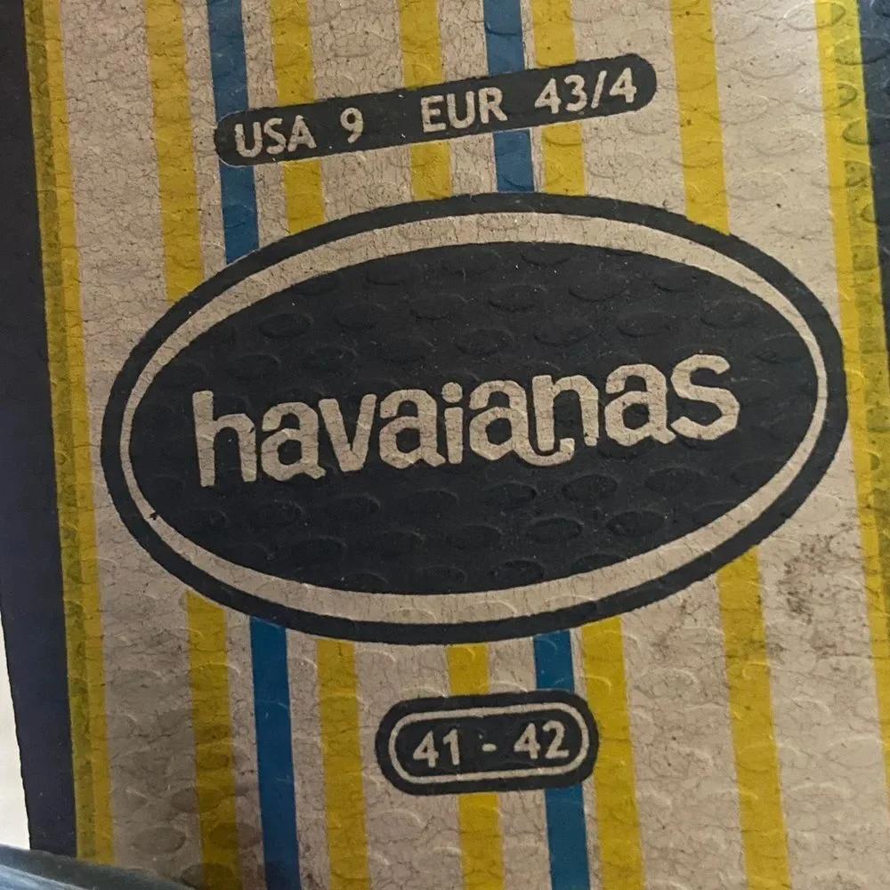 Havaianas Blue and Yellow Striped Flip-Flops